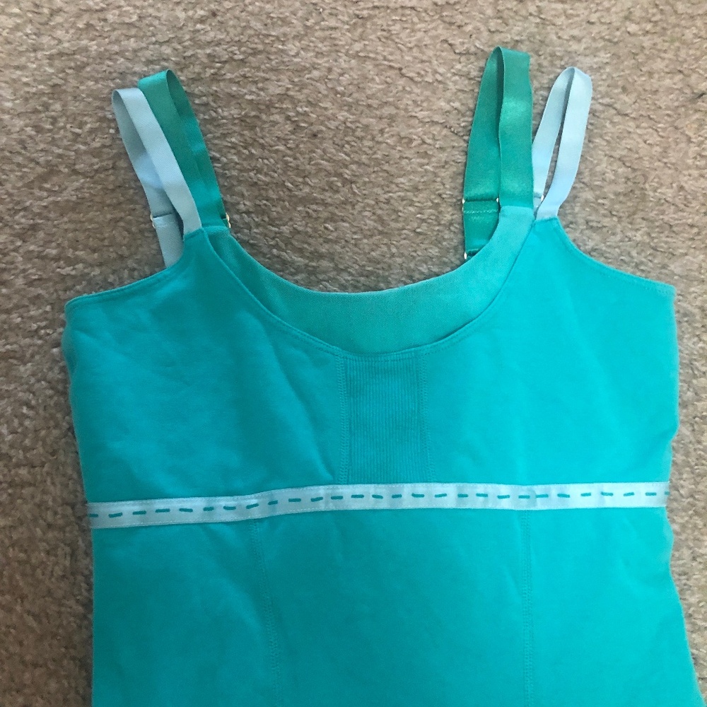 Lululemon Turquoise Spaghetti Strap Tank Top Size M Beautiful - Picture 3 of 7